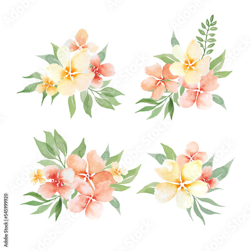 Fototapeta Naklejka Na Ścianę i Meble -  Watercolor pastel color flowers. Gentle design peach flowers templates for wedding design, invitation, postcards.