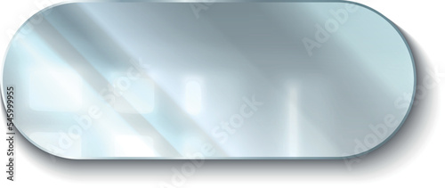 Realistic mirror. 3D reflective glass surface in frame. Geometric round shape. Isolated hanging on wall interior element. Bathroom or bedroom furniture. Vector apartment furnishing object