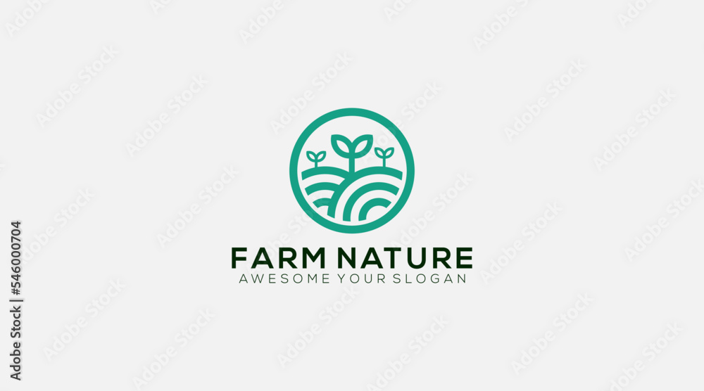 Nature Farm logo design vector illustration