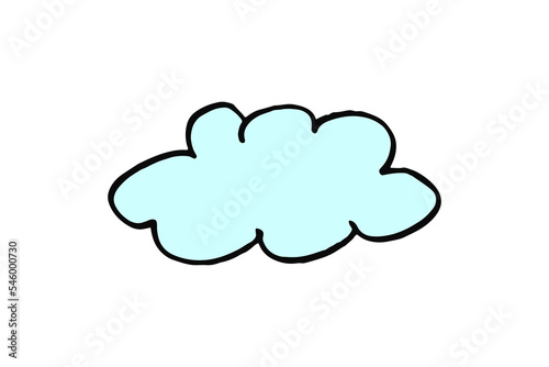 blue cloud doodle style hand drawn with felt pen
