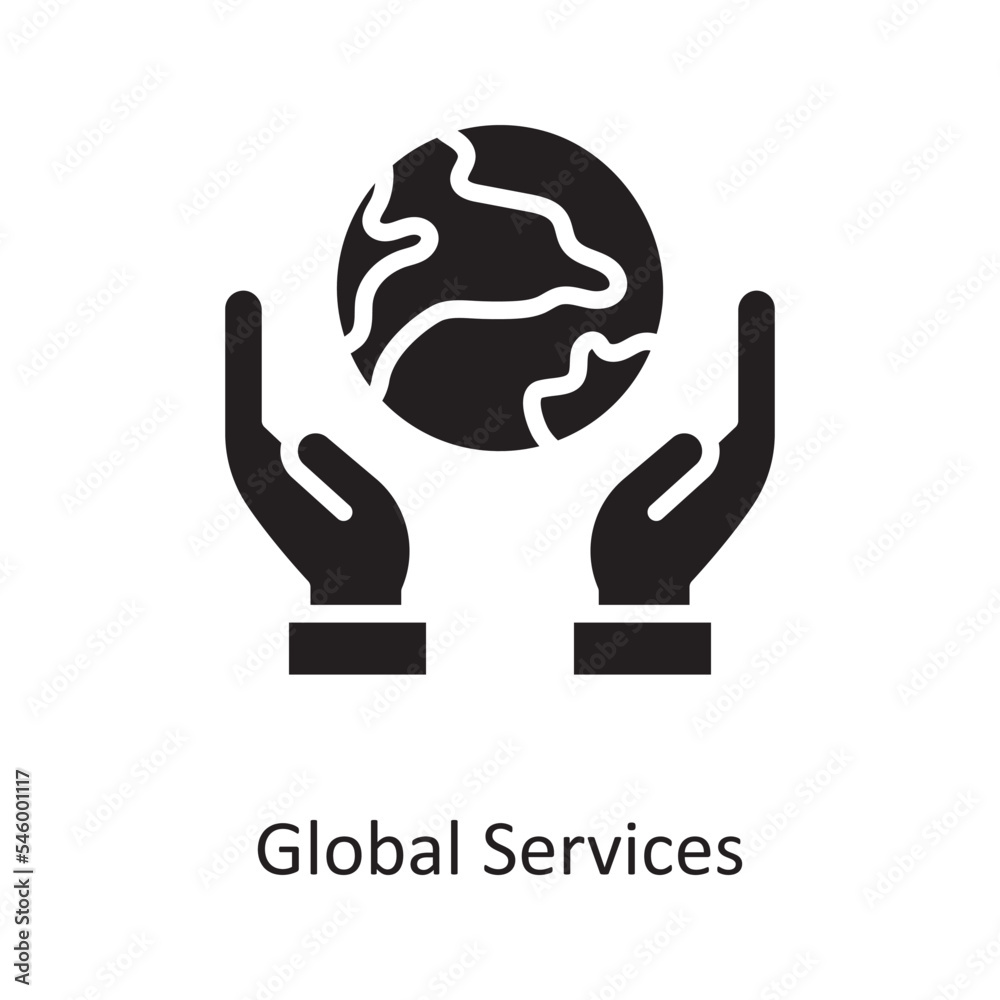 Obraz premium Global Services Vector Solid Icon Design illustration. Cloud Computing Symbol on White background EPS 10 File