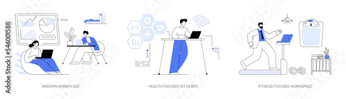 Modern office abstract concept vector illustrations.