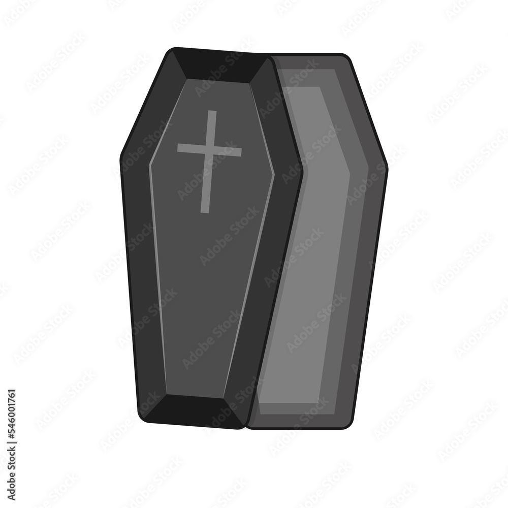 Vampire coffin flat icon. Halloween illustration of coffin lid and insides