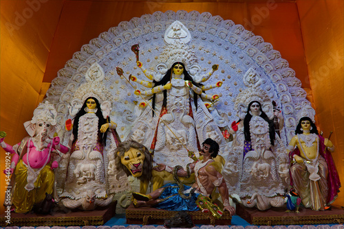 godess durga idol during puja carnival in west bengal