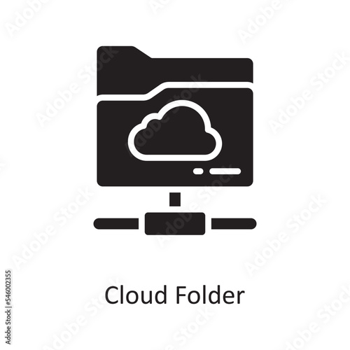 Cloud Folder Vector Solid Icon Design illustration. Cloud Computing Symbol on White background EPS 10 File