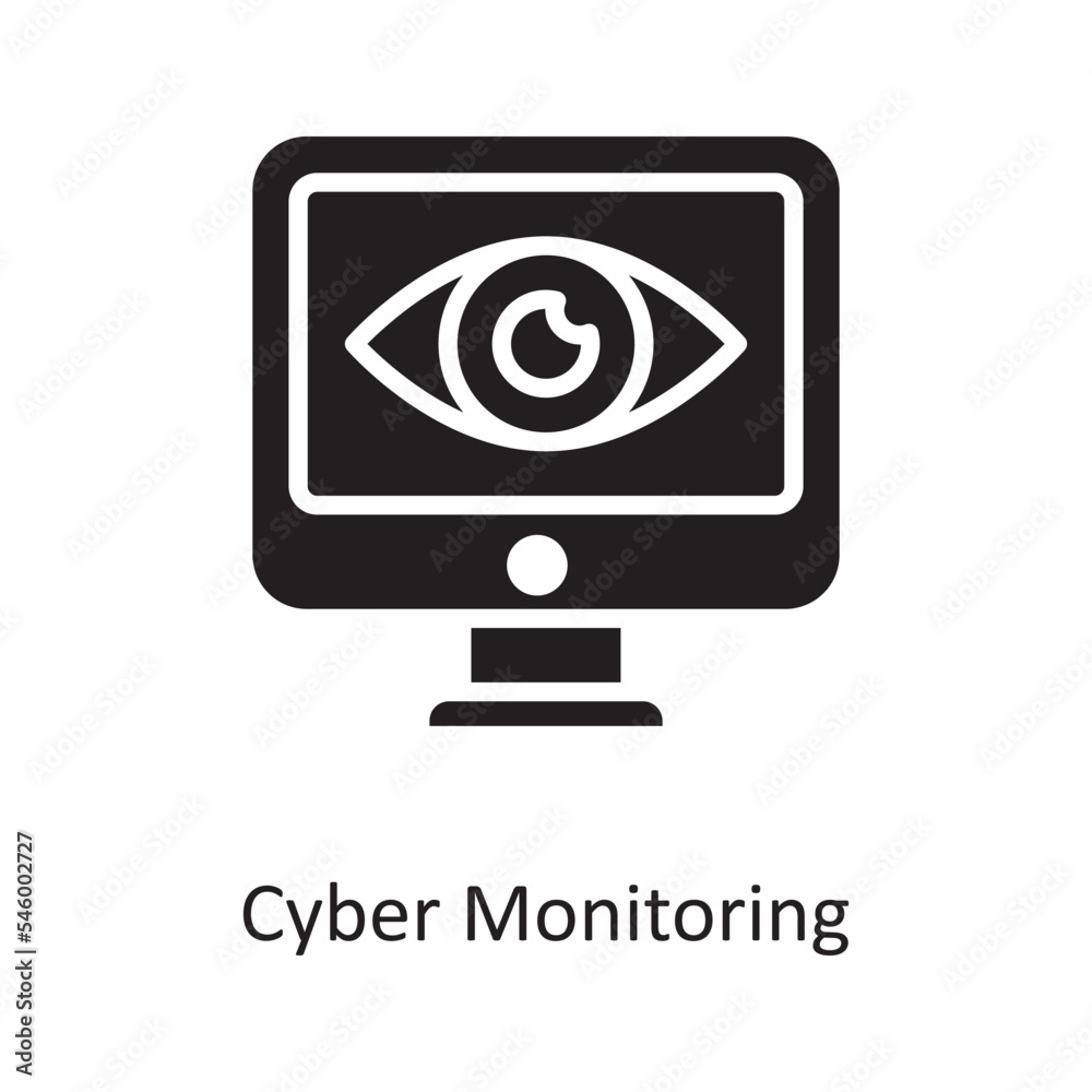 Cyber Monitoring Vector Solid Icon Design illustration. Cloud Computing Symbol on White background EPS 10 File Cyber Monitoring Vector Solid Icon Design illustration. Cloud Computing Symbol on White background EPS 10 File