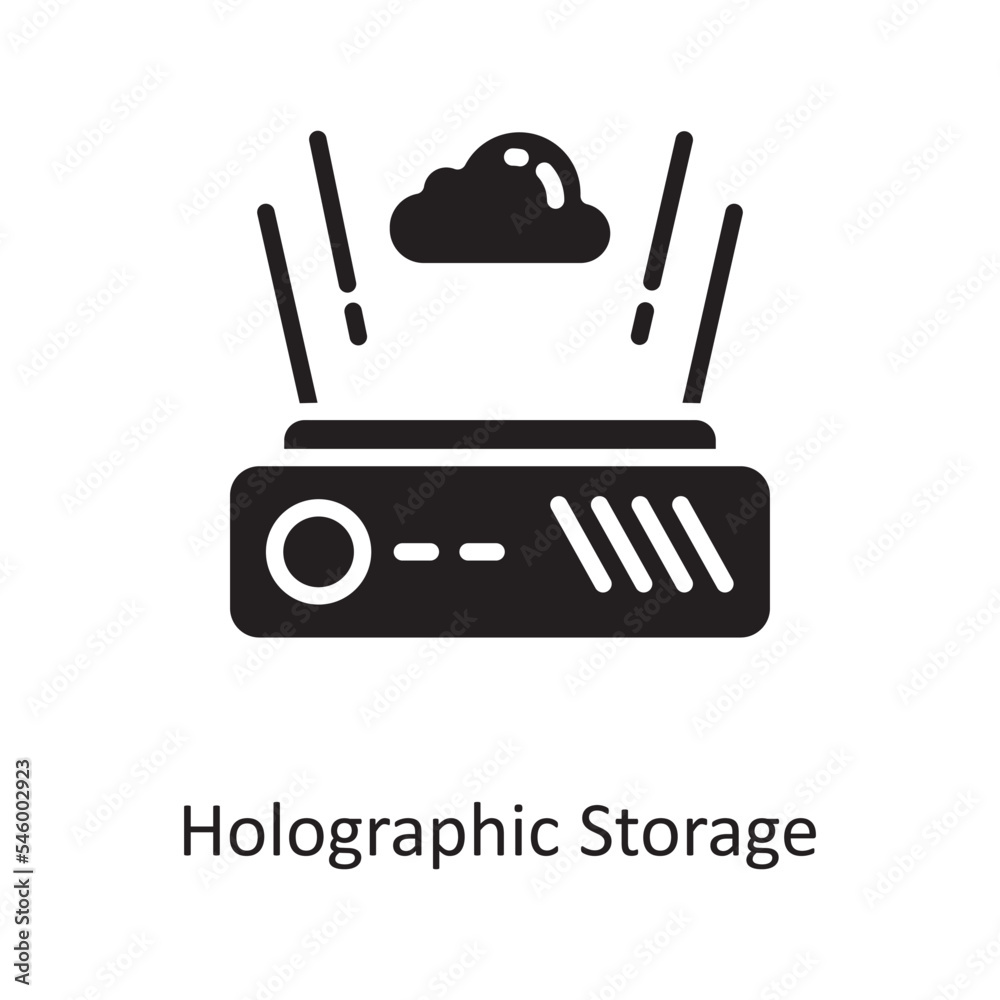 Fototapeta premium Holographic Storage Vector Solid Icon Design illustration. Cloud Computing Symbol on White background EPS 10 File