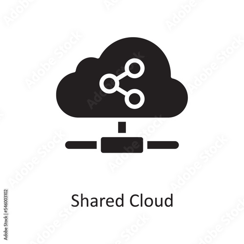 Shared Cloud Vector Solid Icon Design illustration. Cloud Computing Symbol on White background EPS 10 File