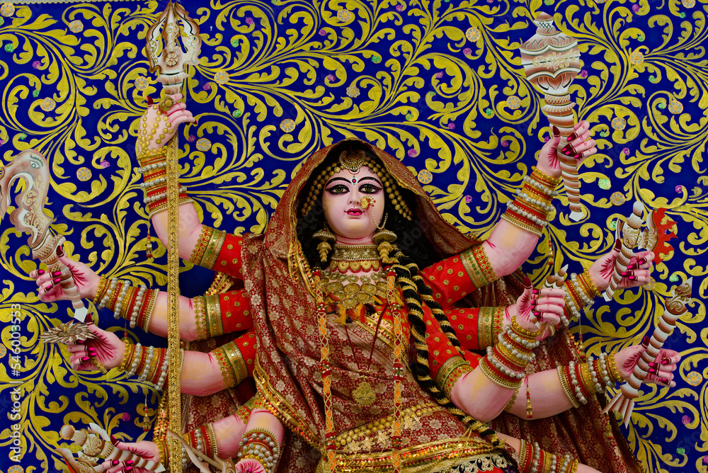 godess durga idol during puja carnival in india