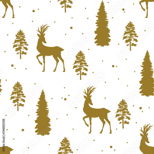 christmas background with deer, pattern with deer