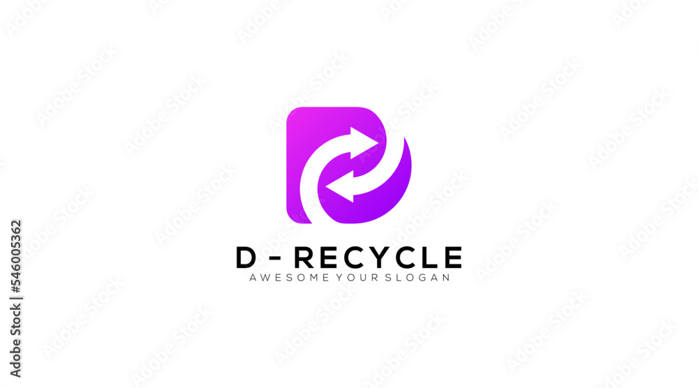 Letter d recycle vector logo design template
