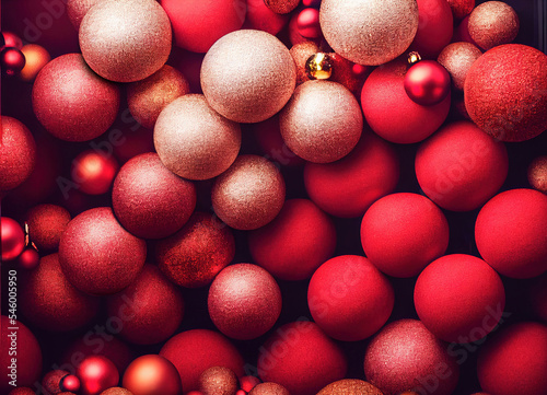 Wallpaper Mural Top view of some red Christmas balls Torontodigital.ca