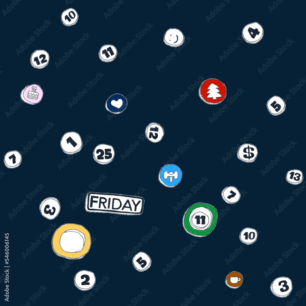 seamless pattern with cute cute calendar pattern graphic