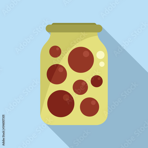 Fruit pickled icon flat vector. Food jar. Can product