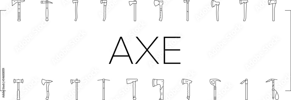axe ax hatchet wood weapon icons set vector axe ax hatchet wood weapon icons set vector