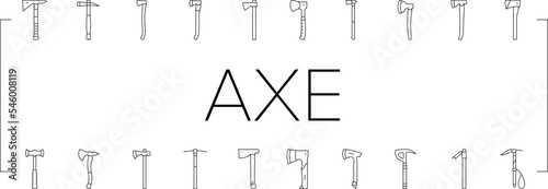 axe ax hatchet wood weapon icons set vector
