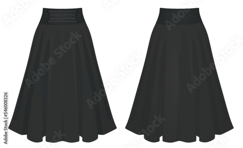 Black pleated skirt. vector illustration