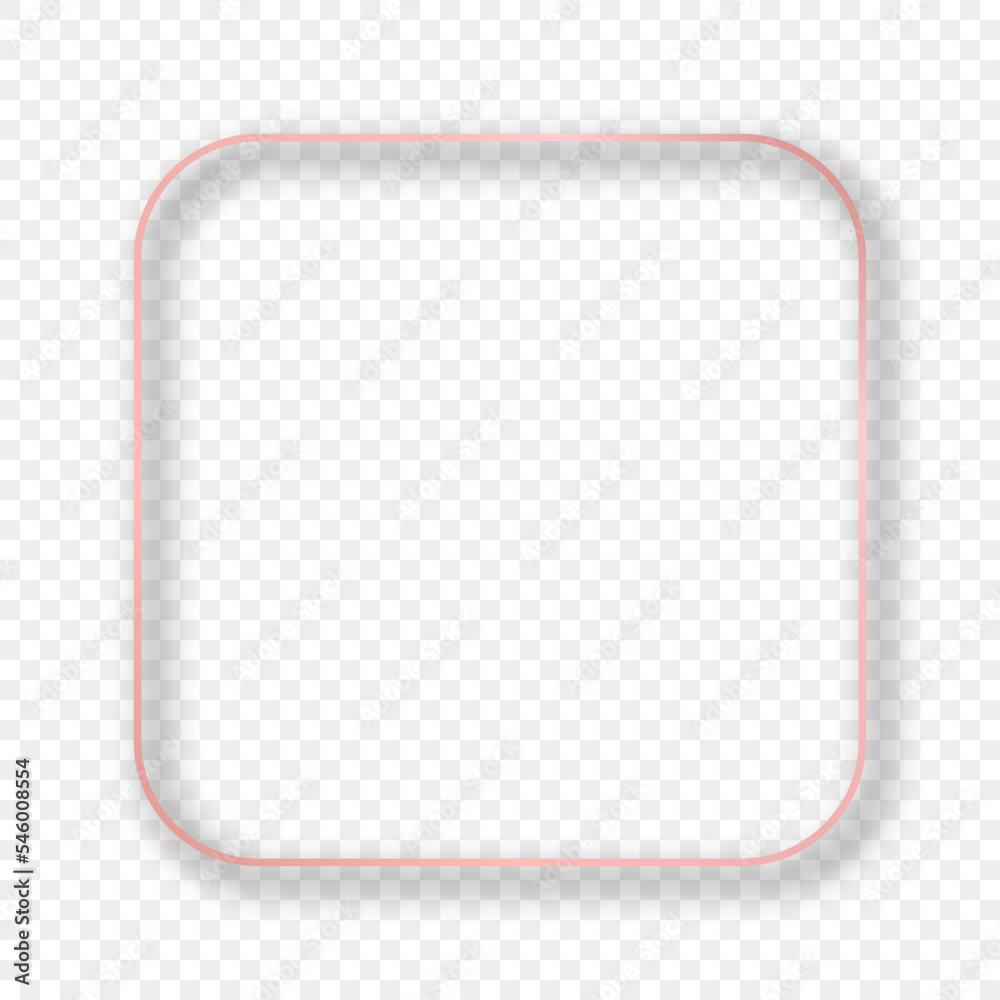 Rose gold glowing rounded square frame with shadow Rose gold glowing rounded square frame with shadow