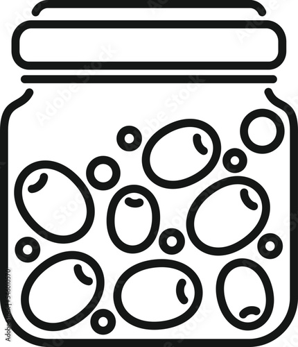 Canned olives icon outline vector. Food pickle. Can product