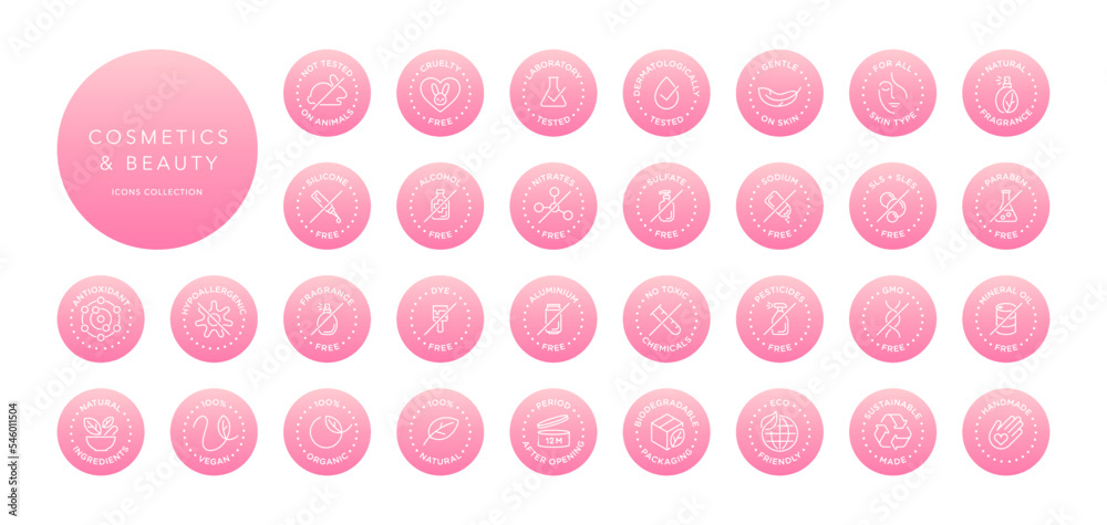 Natural cosmetics vector badge logo icons set