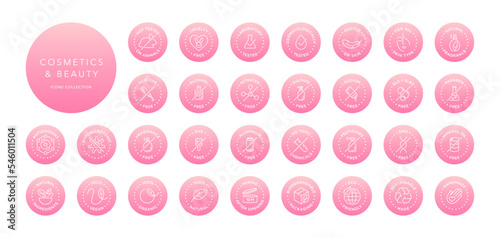 Natural cosmetics vector badge logo icons set