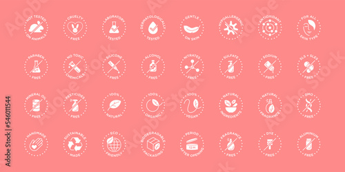 Natural cosmetics vector badge logo icons set