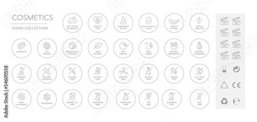 Natural cosmetics vector badge logo icons set