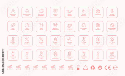 Natural cosmetics vector badge logo icons set