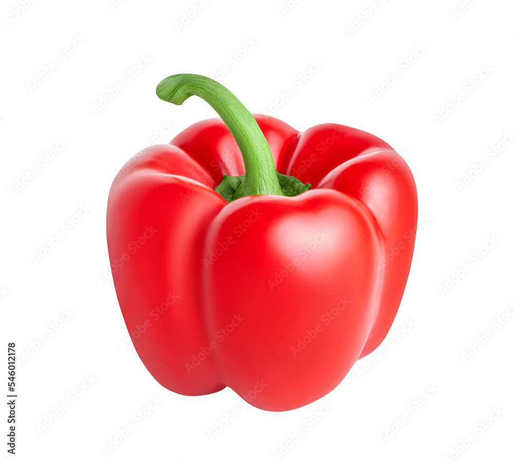 Red sweet bell pepper isolated on white or transparent background.