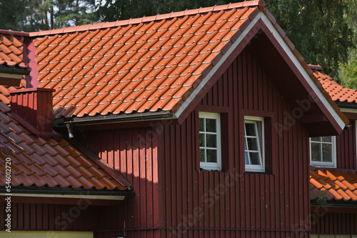 New red clay tiles on roof