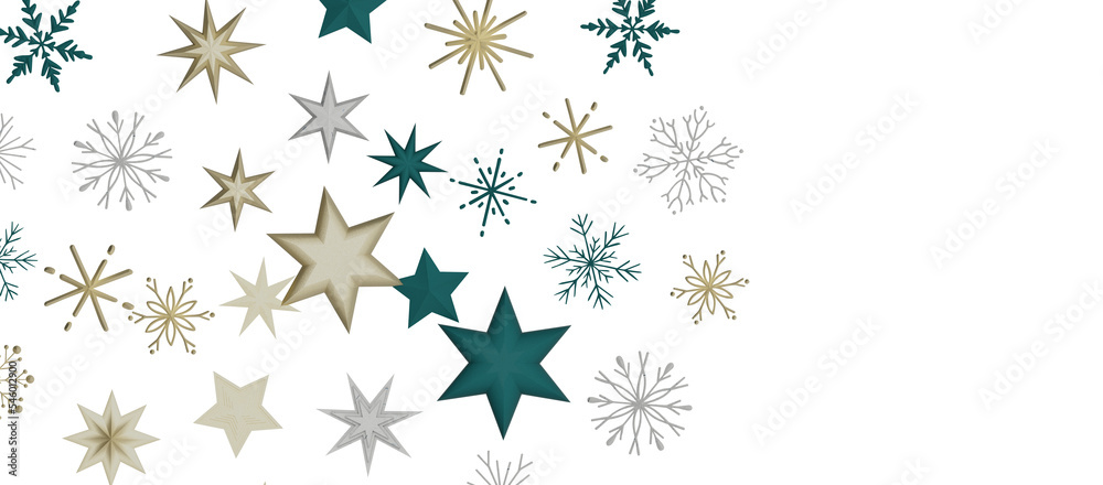 Snowflakes and bokeh lights on the blue Merry Christmas background. 3D render Snowflakes and bokeh lights on the blue Merry Christmas background. 3D render