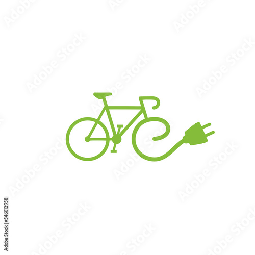Electric bike icon bicycle charging station isolated on white background