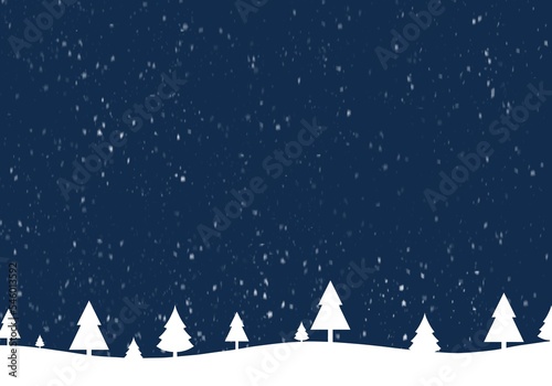 winter landscape snowy winter christmas season with christmas tree decorations, blue background