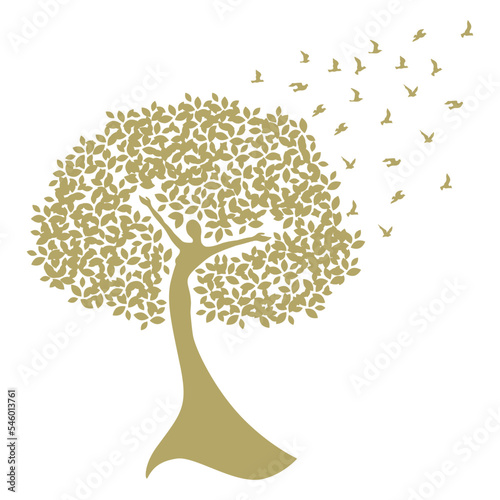 female tree, woman as a part of tree