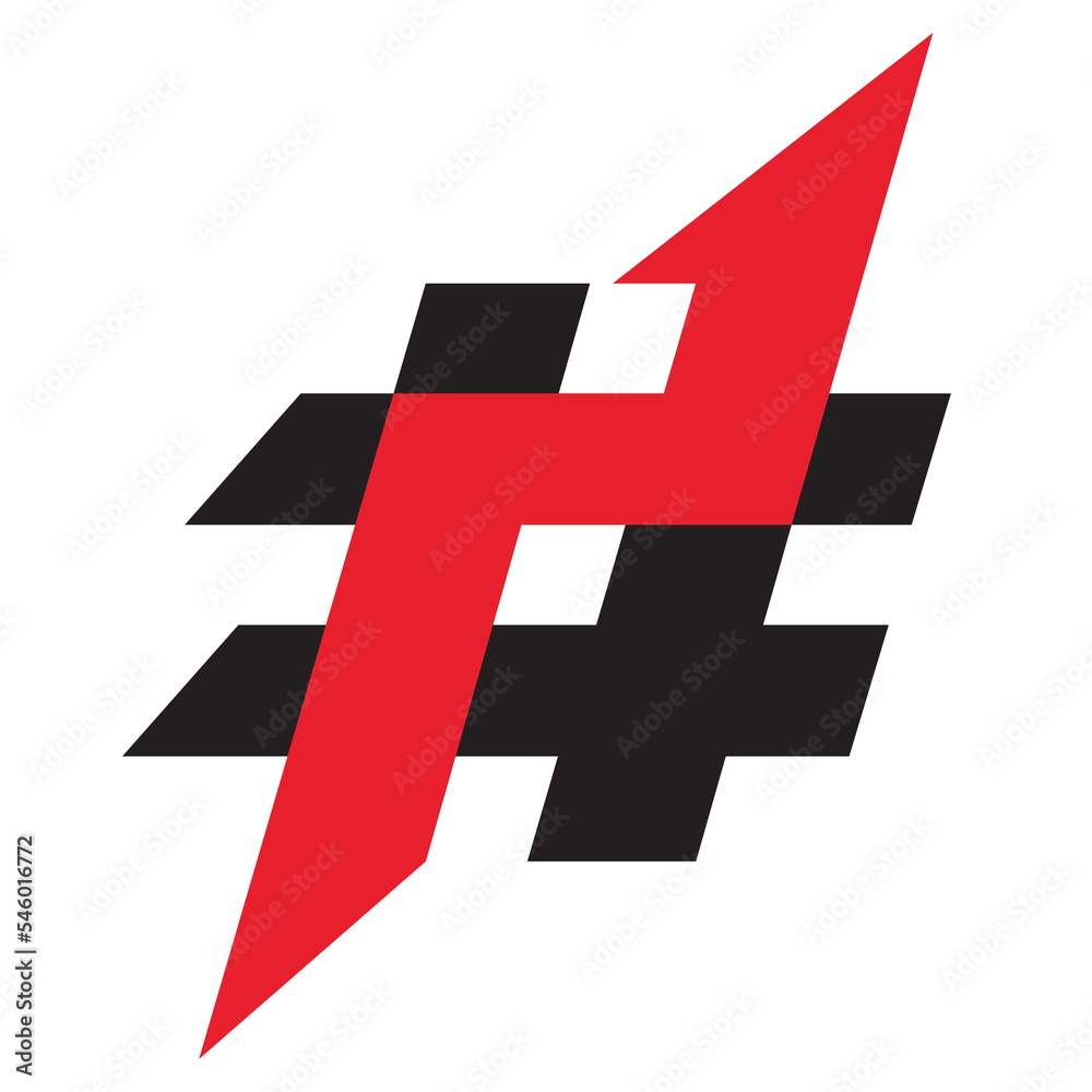 Obraz premium vector illustration of a logo combined with arrow and hash symbols.