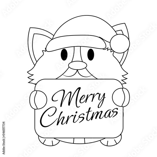 Cute Corgi with Christmas congratulation in black and white