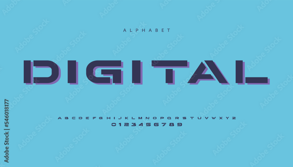 Obraz premium Abstract modern urban alphabet fonts.technology typography urban font and number. vector illustration