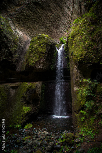 madeira levade waterfall in nature park photo