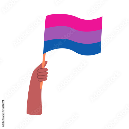 People hold bisexual flag. LGBT pride month celebration. Bisexual orientation. Equality.