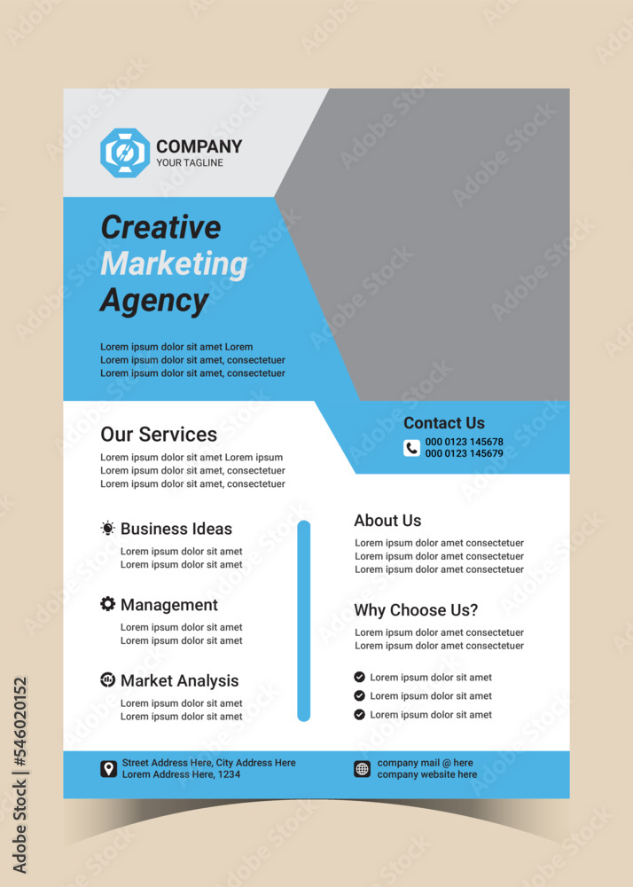 Creative Corporate Business Flyer Template Simple and clean A4 Size with Bleed Vector design