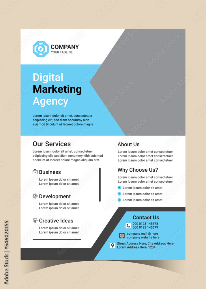 Creative Corporate Business Flyer Template Simple and clean A4 Size with Bleed Vector design