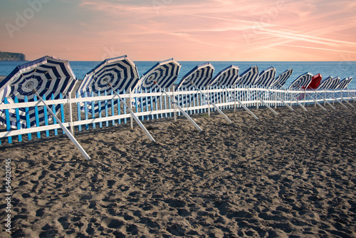 Umbrellas put out to dry after the summer