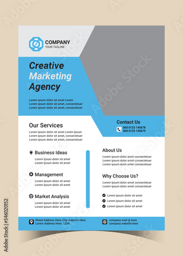 Creative Corporate Business Flyer Template Simple and clean A4 Size with Bleed Vector design