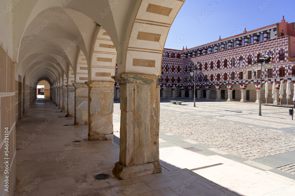 Fototapeta premium High square (Plaza Alta) of Badajoz in a sunny day, Extremadura, Spain