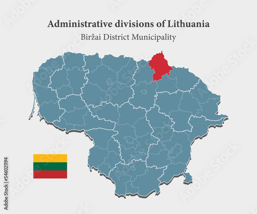 Vector map Lithuania and district Birzai