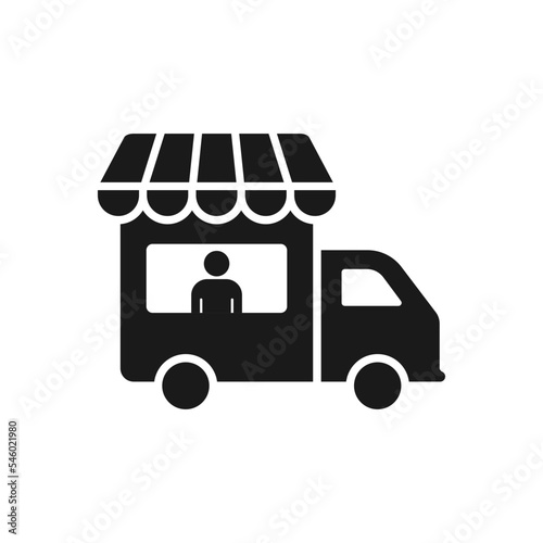 Food truck icon flat style isolated on white background. Vector illustration