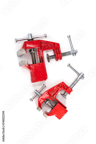 Isolated photos of red vise
