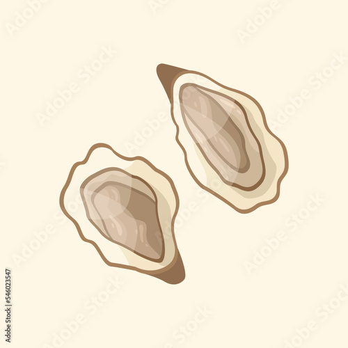 Vector illustration of an Australian dish - oysters. Kitchen for New Year and Christmas. Flat style.