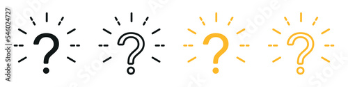 Set of question marks with rays icons. Question mark symbols, help. FAQ support signs. Rays and question mark.