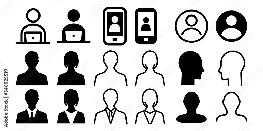 男性 女性のユーザーアイコンセット プロフィール用アバターシルエットイラスト ベクター素材 Stock Vector Adobe Stock 男性 女性のユーザーアイコンセット プロフィール用アバターシルエットイラスト ベクター素材 Stock Vector Adobe Stock